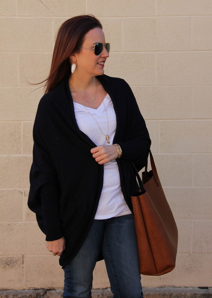 Navy Cocoon Cardigan and Stem Tee | Lady in Violet