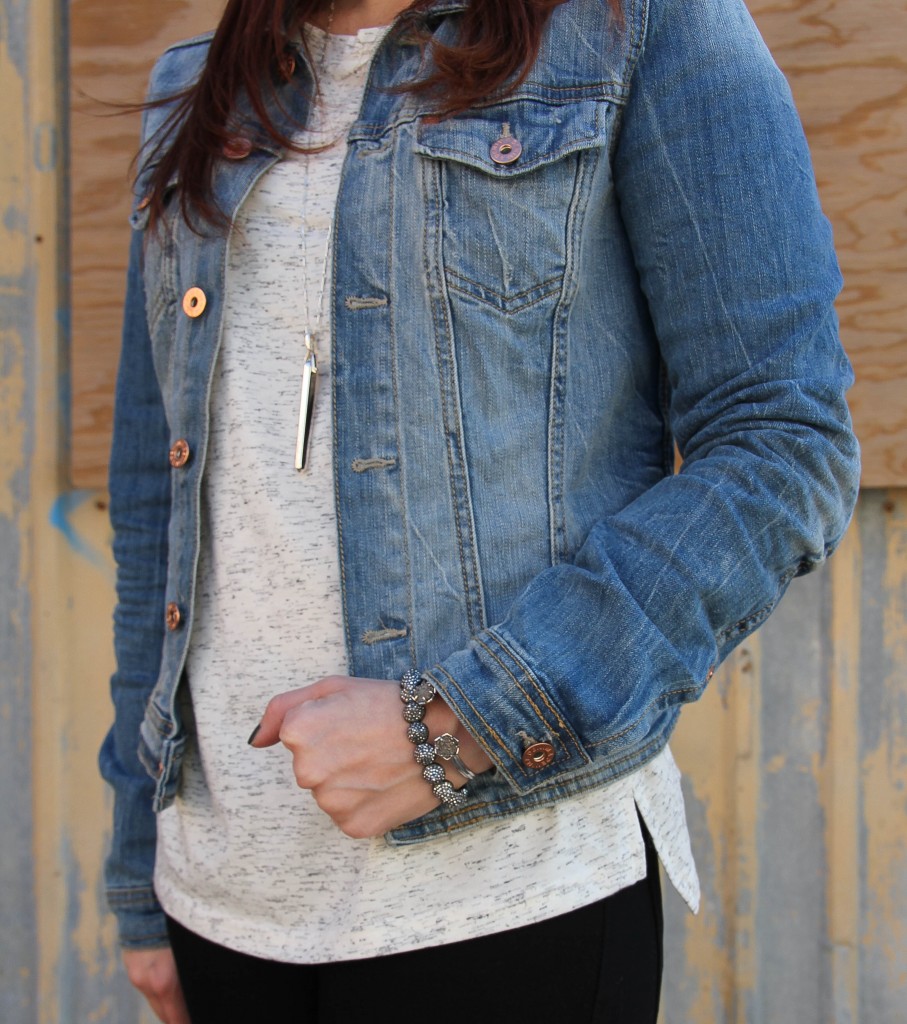 H&M Denim Jacket and long sleeve tee | Lady in Violet