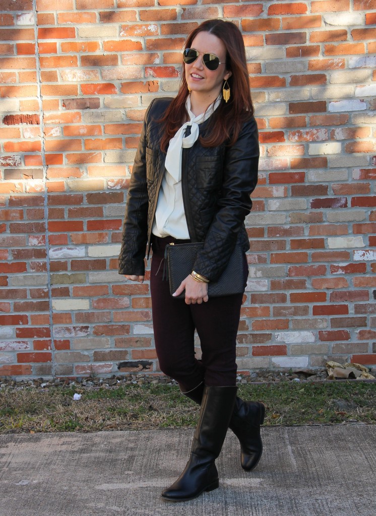 Casual Winter Outfit - Skinny jeans and leather jacket | Lady in Violet