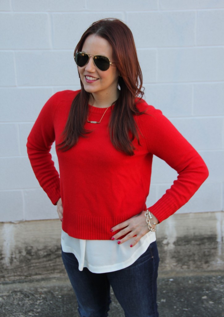 Layer Red Sweater with Tank Top | Lady in Violet