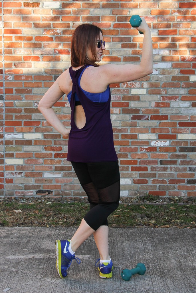 Keyhole Workout Tank and boohoo black leggings | Lady in Violet