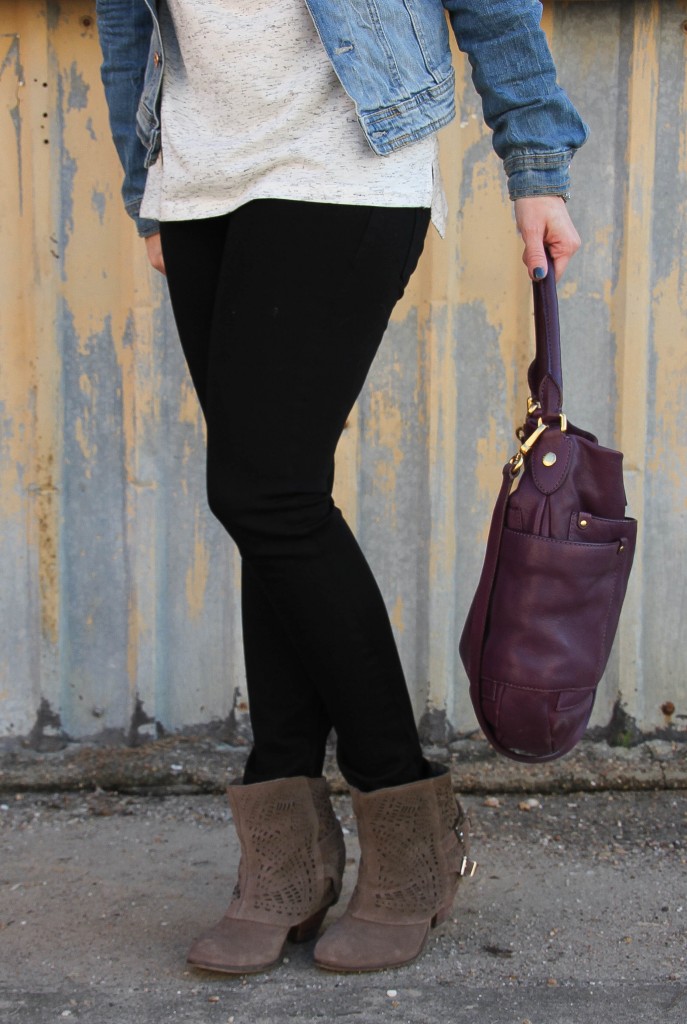 DL1961 Black Skinny Jeans and Taupe Booties | Lady in Violet