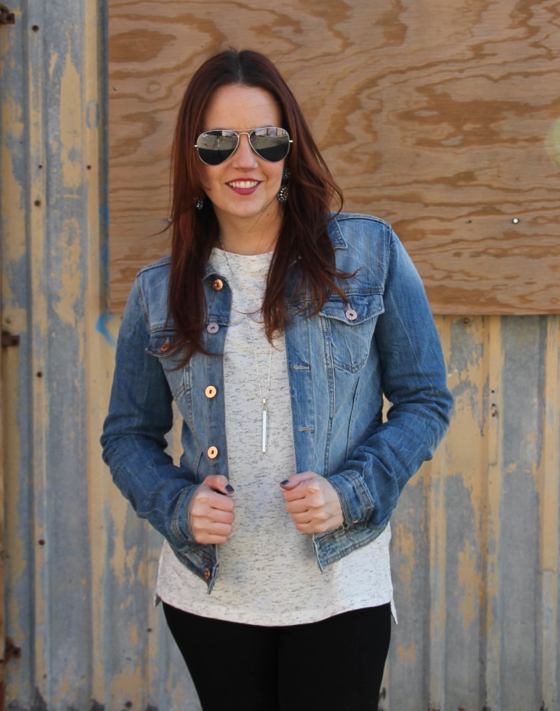 Denim Jacket with rayban aviators | Lady in Violet