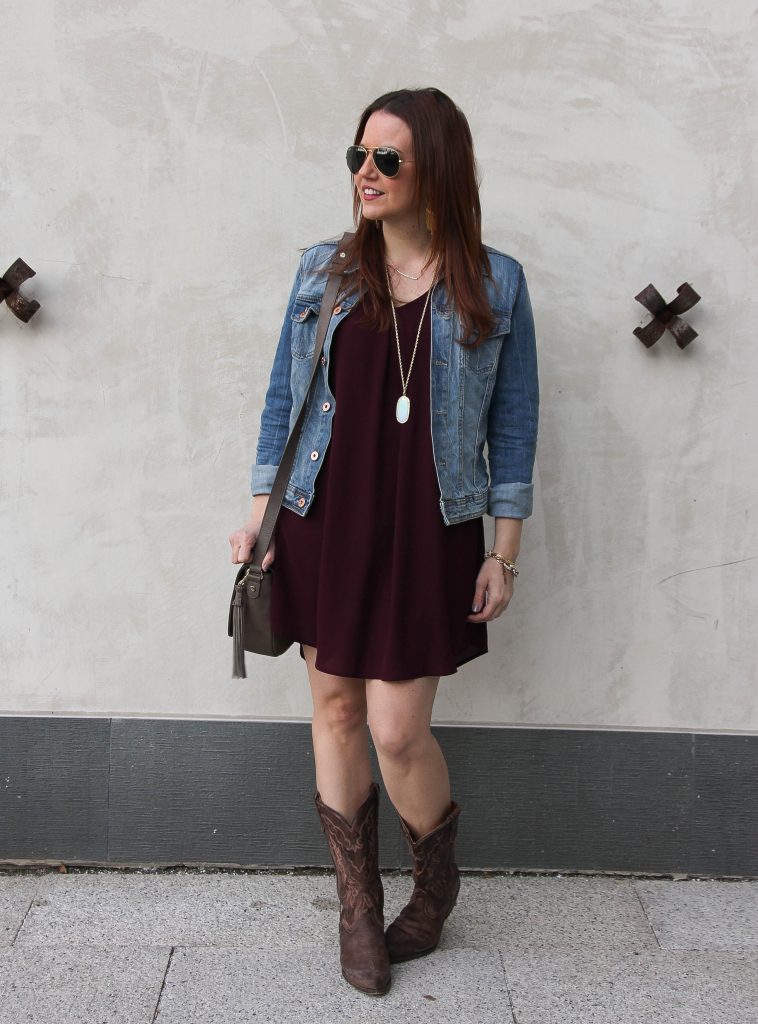 Maroon dress hot sale with cowboy boots