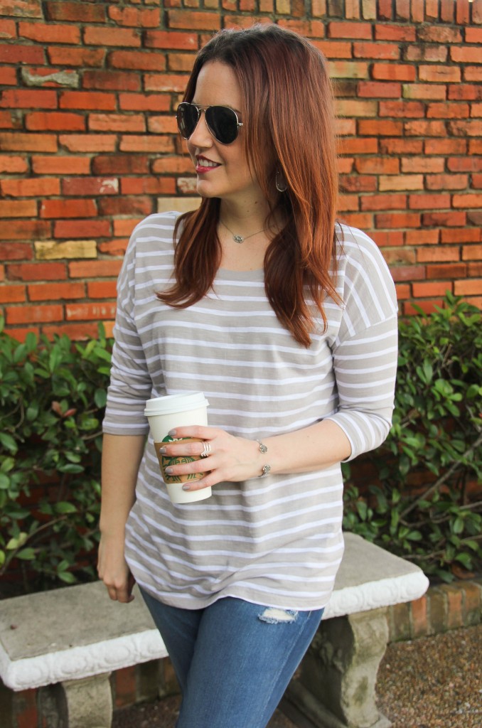 gray striped tee