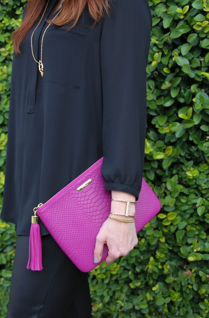 Gigi NY Magenta Clutch and Baublebar pinnacle cuff | Lady in Violet