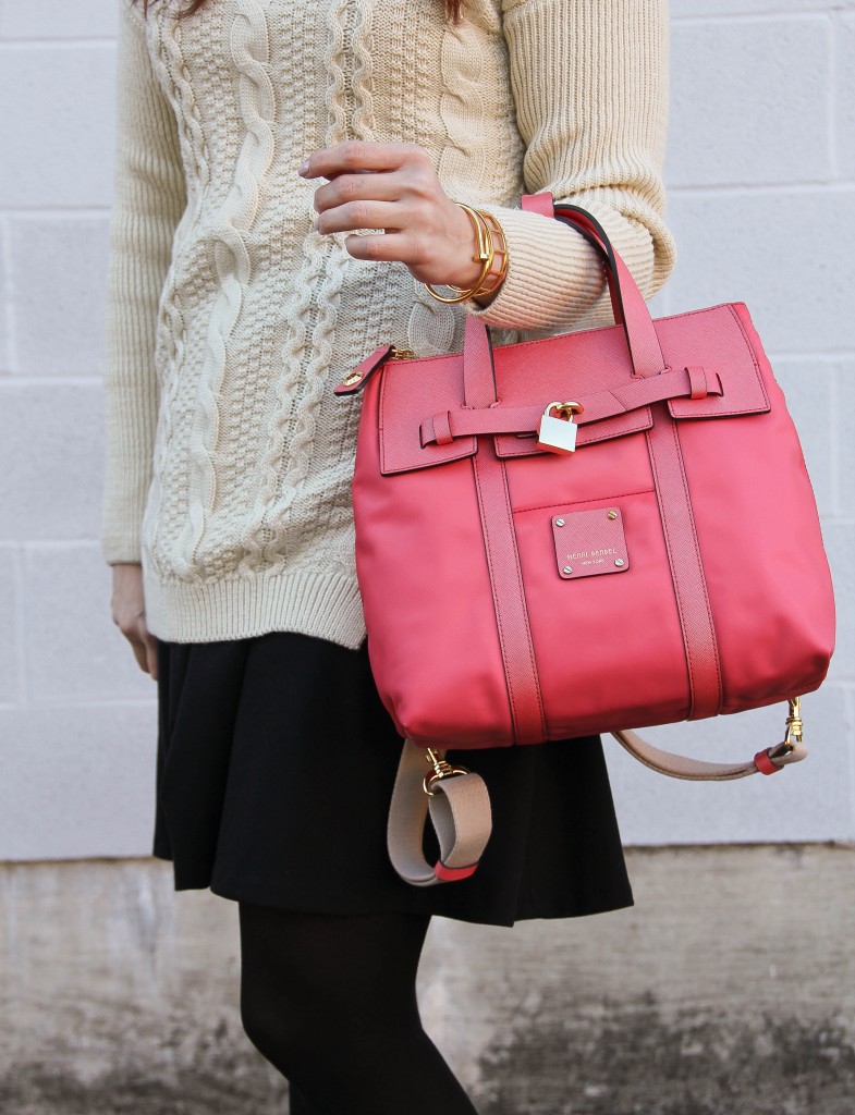 Pink purse winter outfit by Lady in Violet