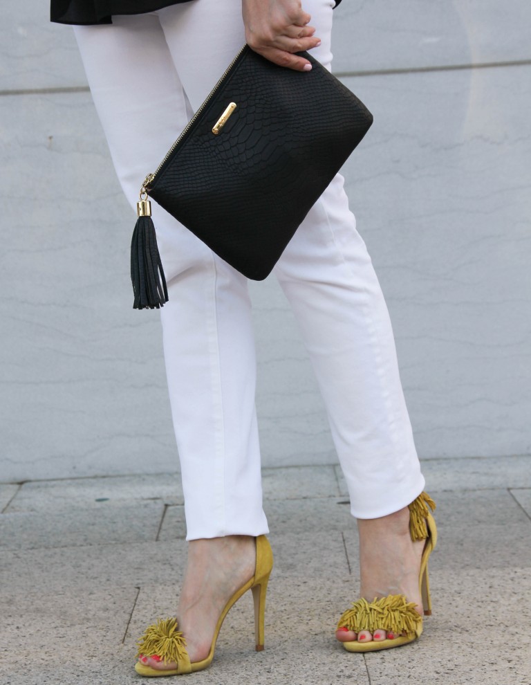 yellow fringe sandals