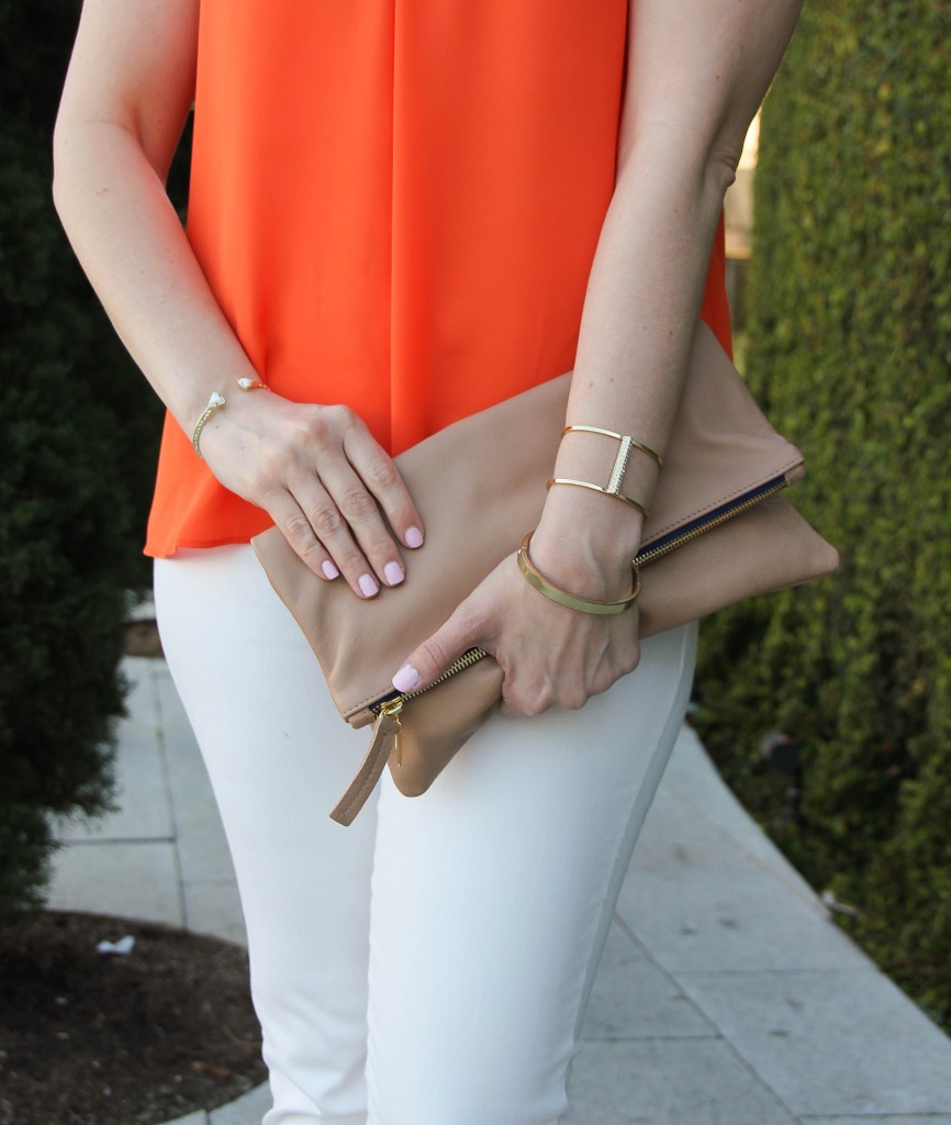 baublebar pinnacle cuff and slim hinge bangle with clare v clutch