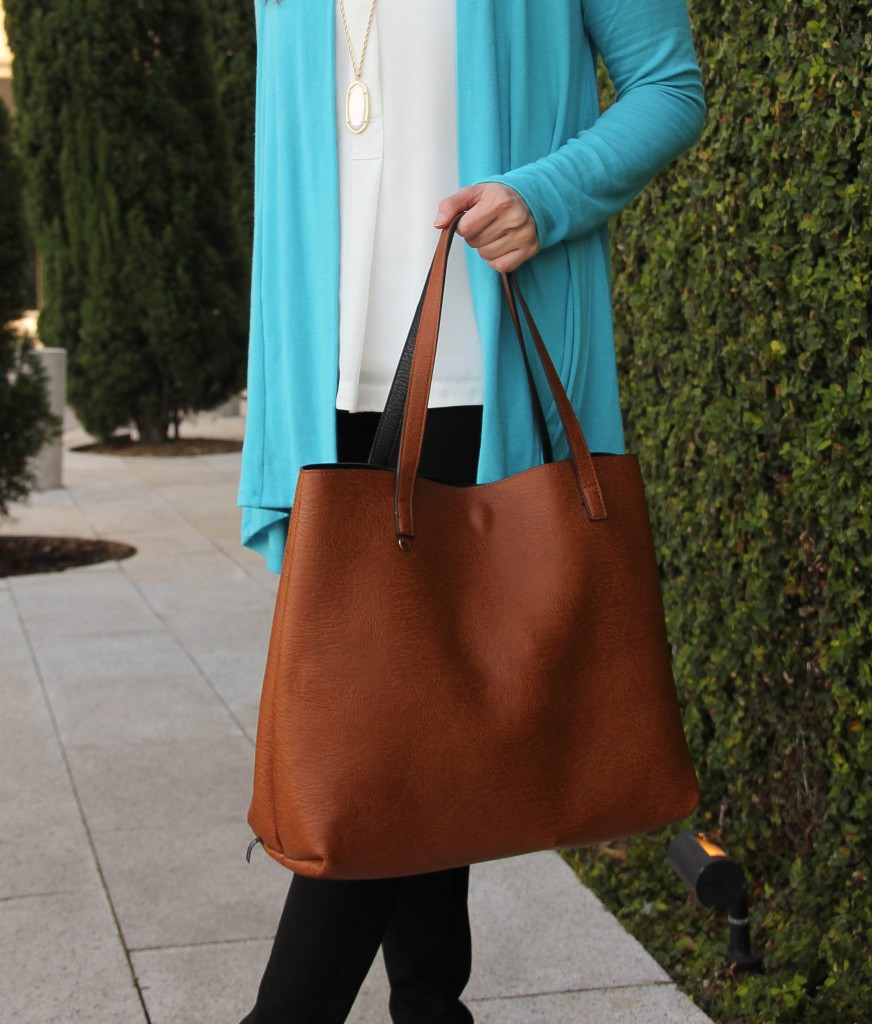 street level reversible tote - brown and black