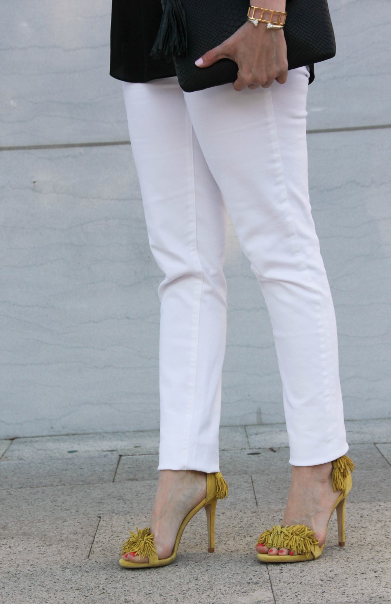 yellow fringe sandals