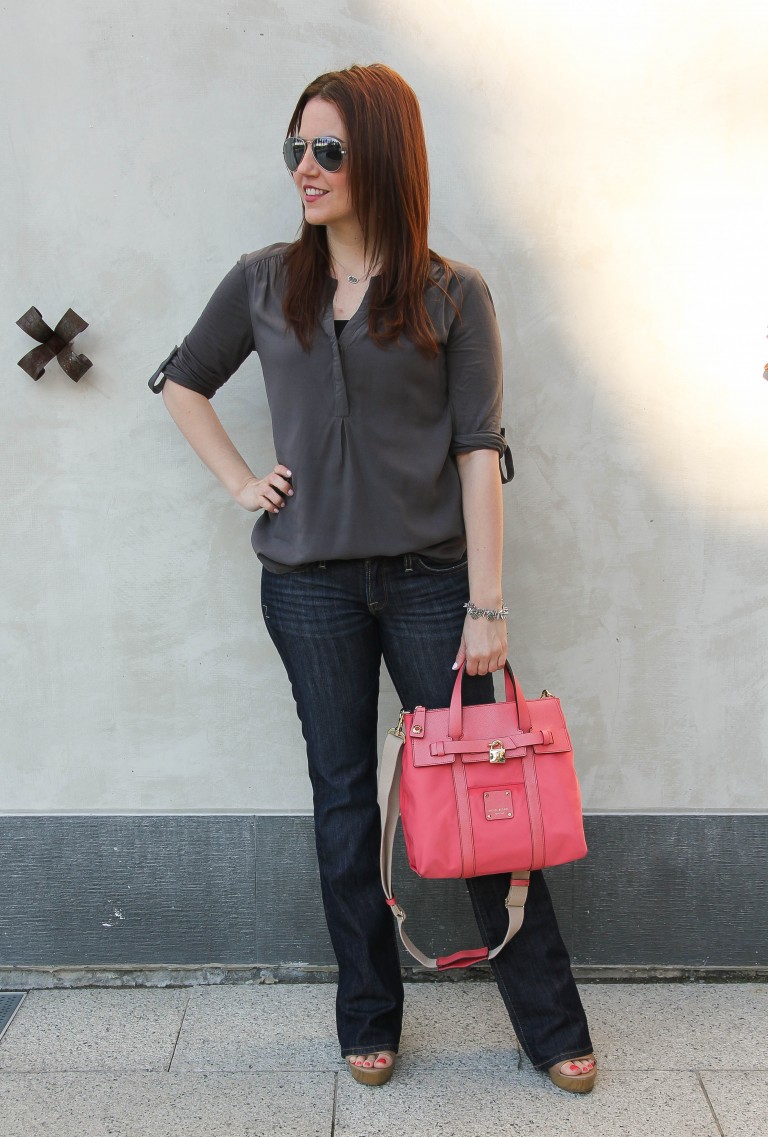 Flared Jeans and Wedges Lady in VioletLady in Violet