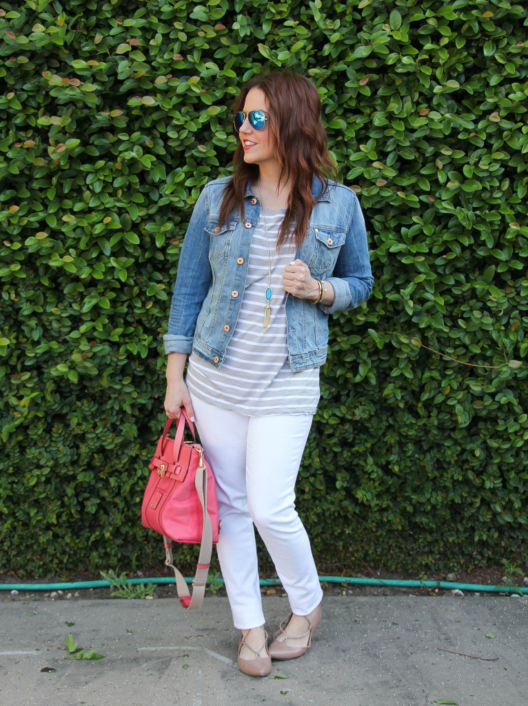 spring outfit idea - white denim