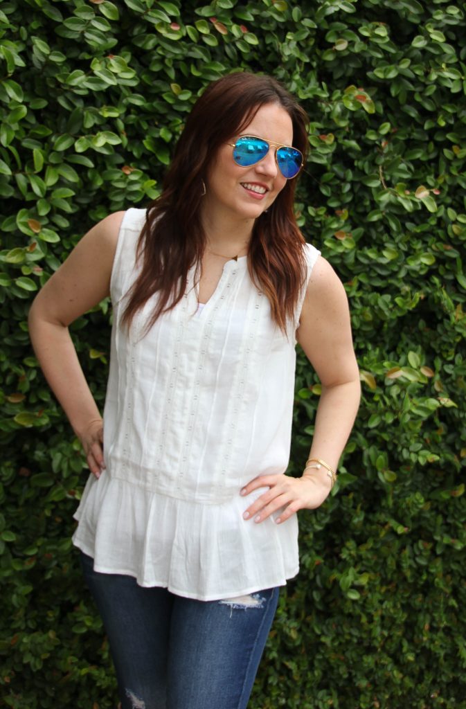 sleeveless white top for summer