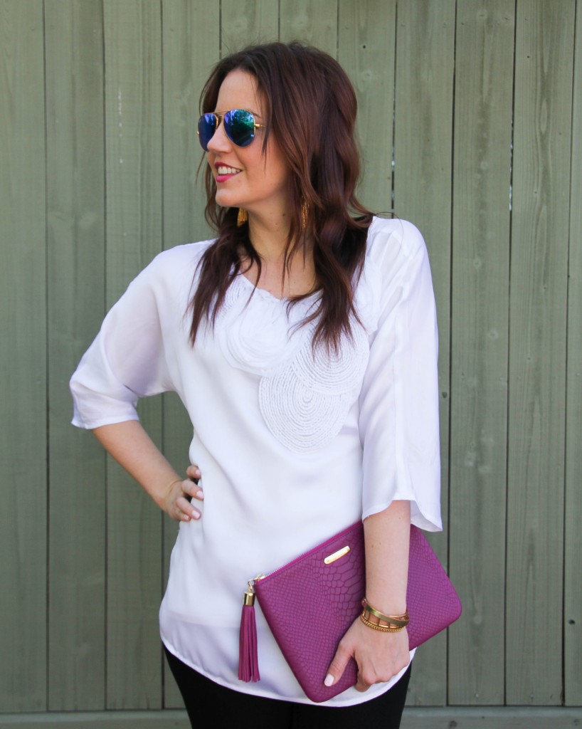 statement white blouse by Micheal Kors