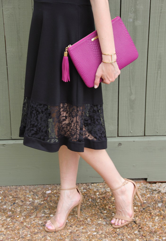 steve madden stecy heels and french connection lace panel dress