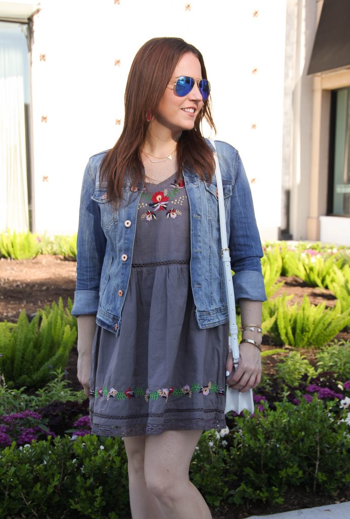 TulaRosa Bloom dress with denim jacket