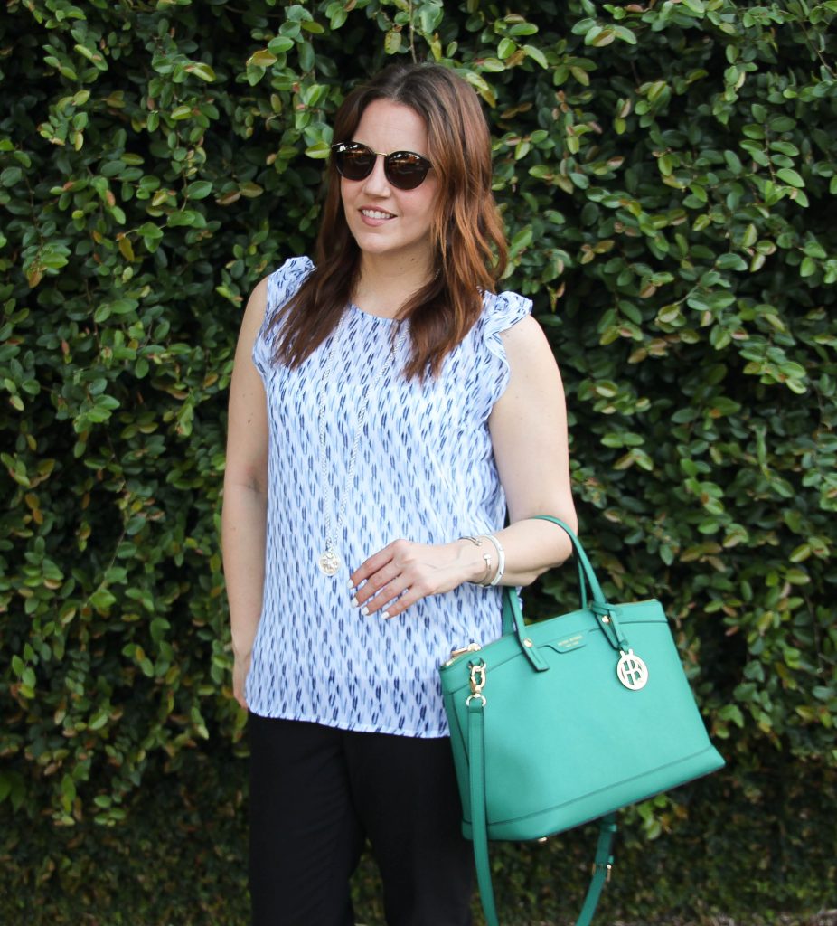 ruffle sleeve blue blouse for work