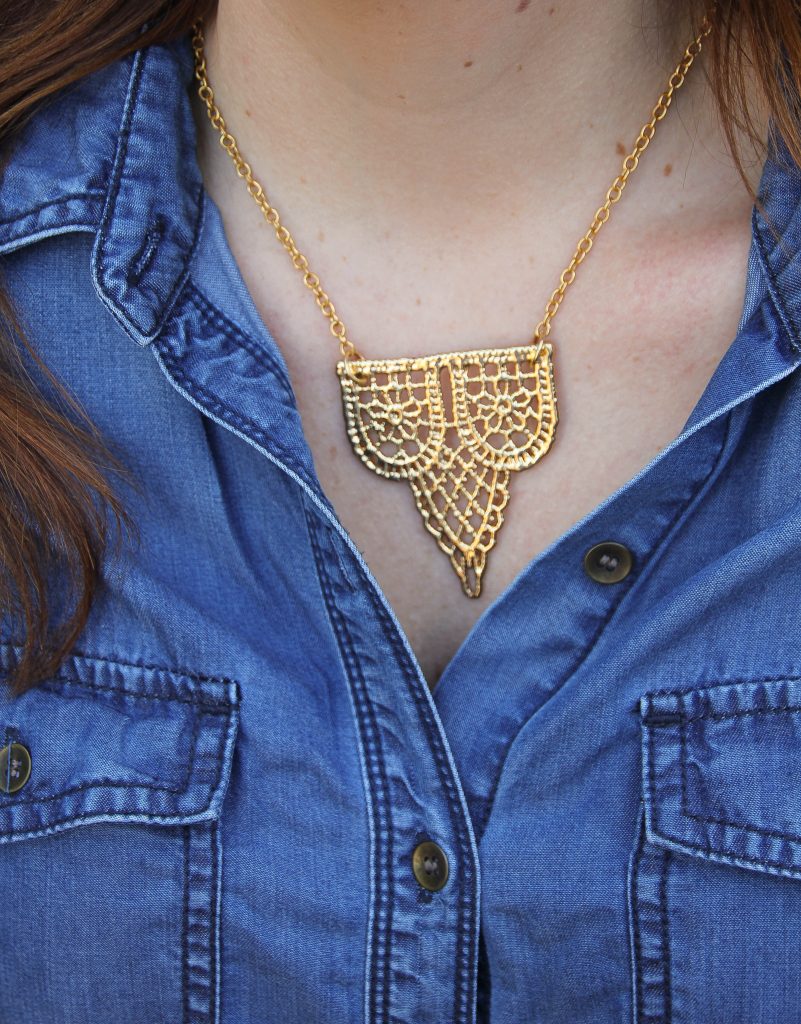 gold dipped lace necklace from Uncommon Goods