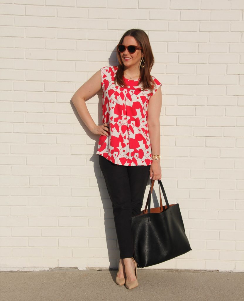 Office Outfit - skinny work pants and sleeveless blouse