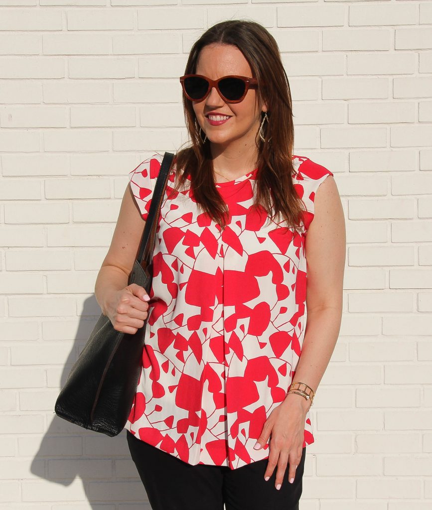 Summer blouse and black tote bag