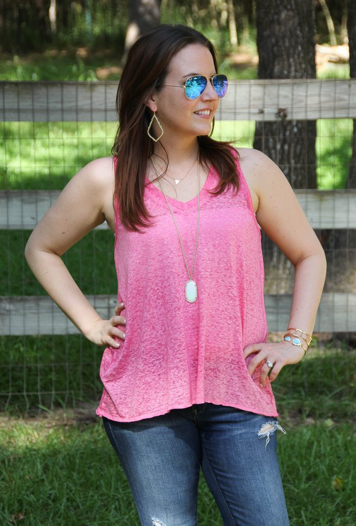 stem tank top with kendra scott drop earrings