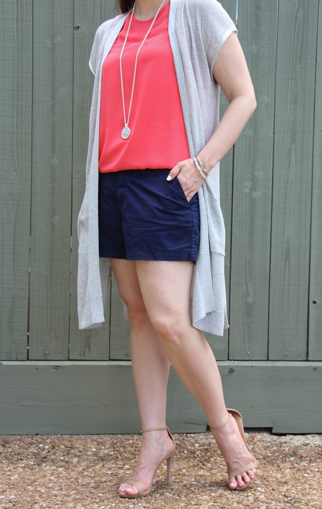 summer weekend outfit - shorts and heels