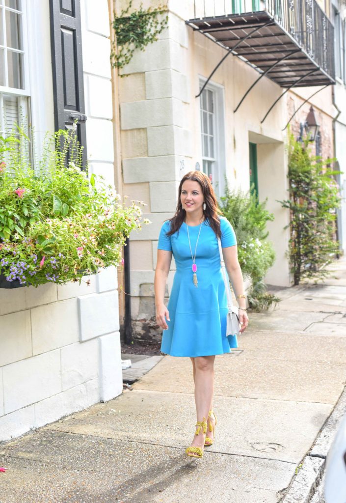 blue fit and flare dress - charleston sc