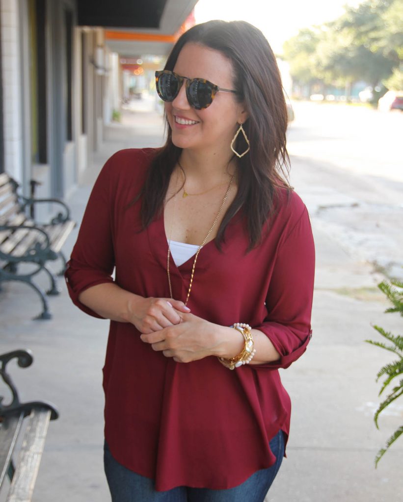 lush crepe blouse from nordstrom karen walker sunglasses