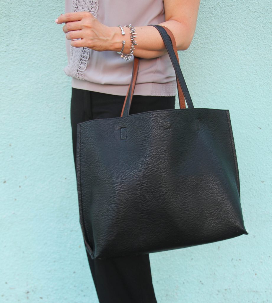 street level reversible tote bag and stella and dot bracelet