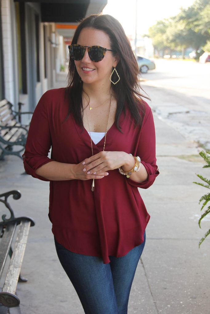 fall trends maroon casual blouse