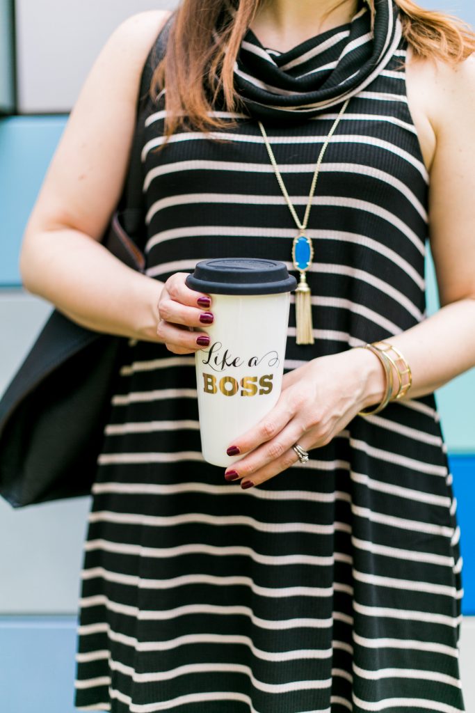 girl boss coffee mug and gold bracelets