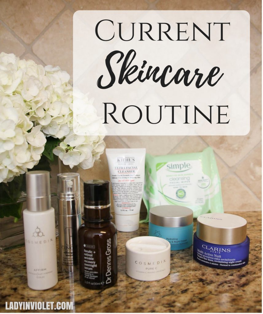 LadyinViolet shares her current skincare routine to fight wrinkles and redness.