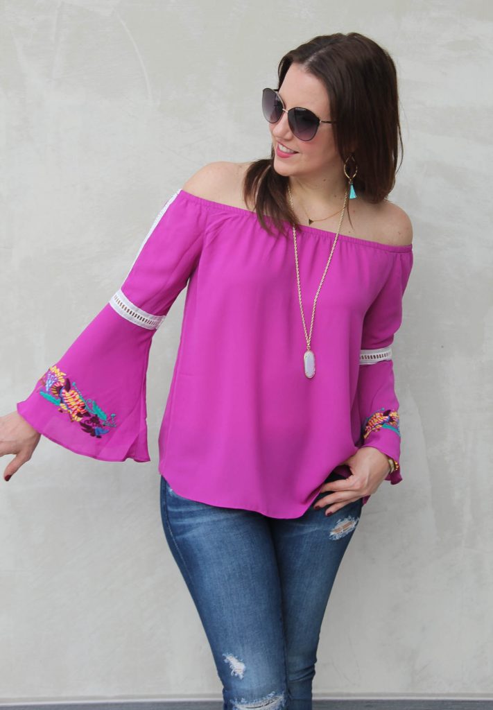 LadyinViolet wears the fall fashion trend, bell sleeve tops.