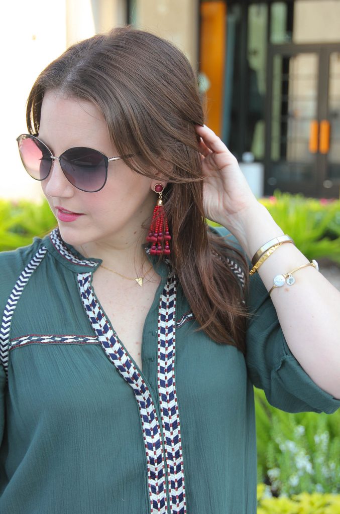 LadyinViolet wears Fall Jewelry Trends the Baublebar Astolat Drop earrings in Red