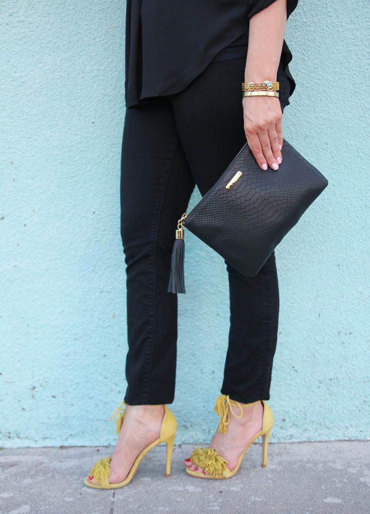 LadyinViolet shows what to wear with fringe heels