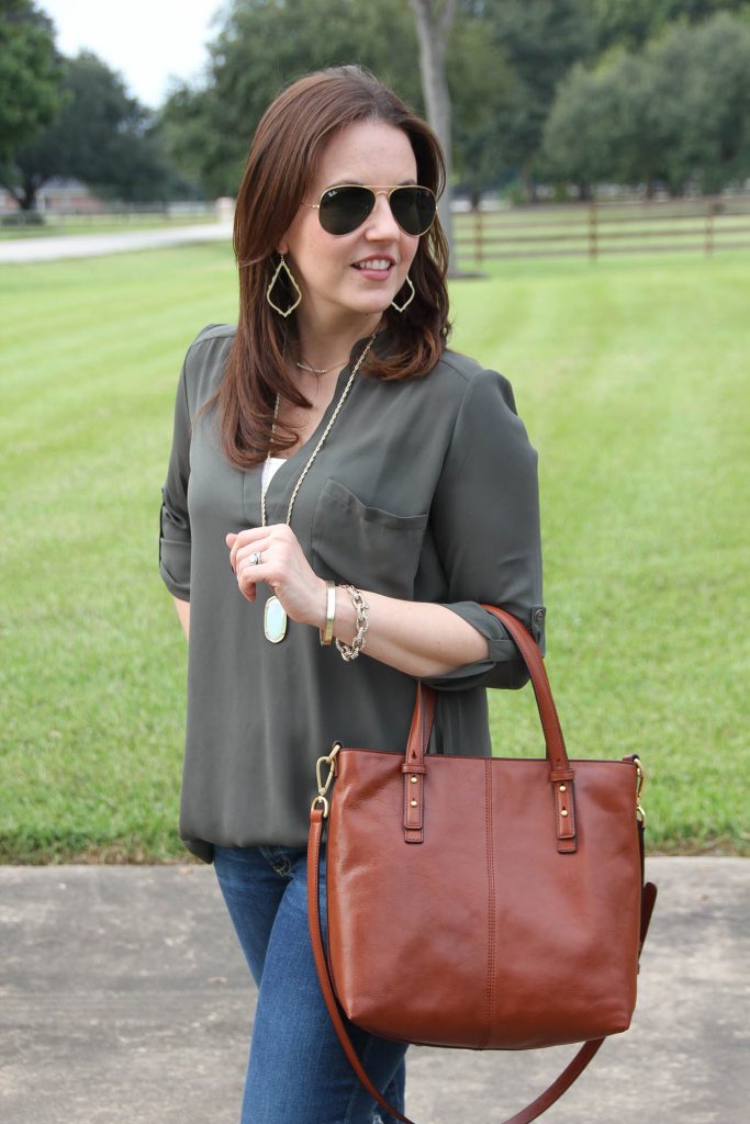 Cute brown purse for fall by Vera Bradley.