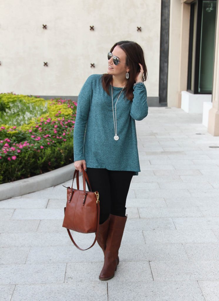 teal sweater outfit