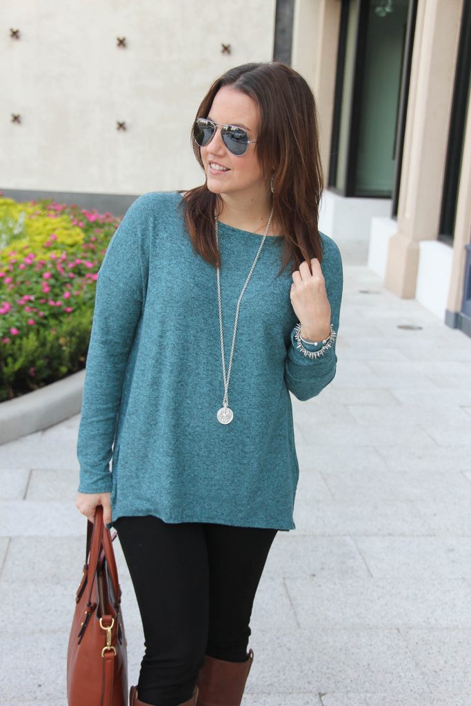 Teal on sale sweater outfit