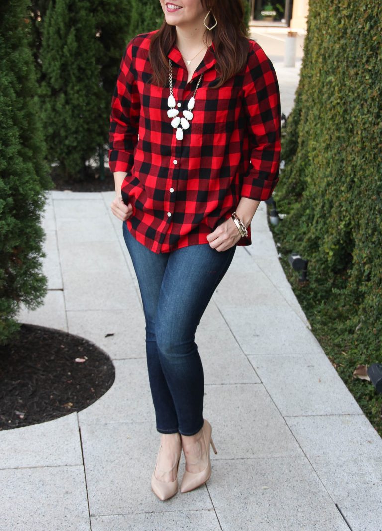 Red and Black Plaid Shirt Lady in VioletLady in Violet