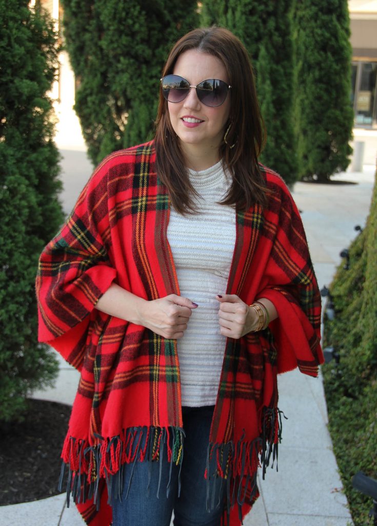 cheeky vintage plaid blanket poncho outfit ideas