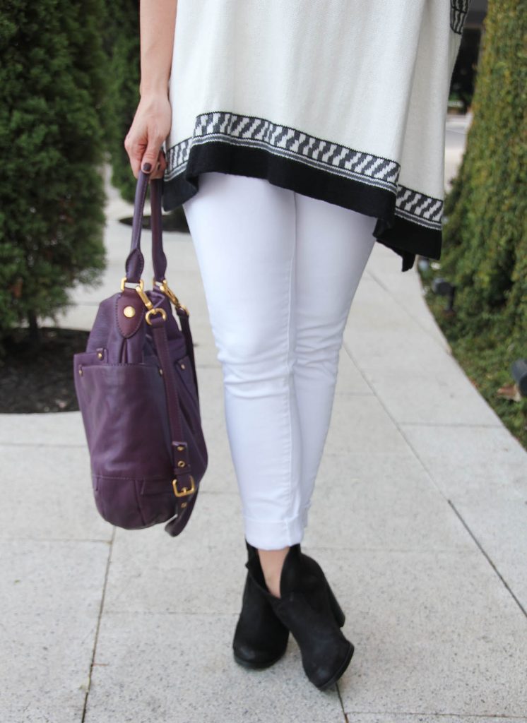 fashion blogger wears paige denim skyline skinny jeans and vince camuto hillsy booties