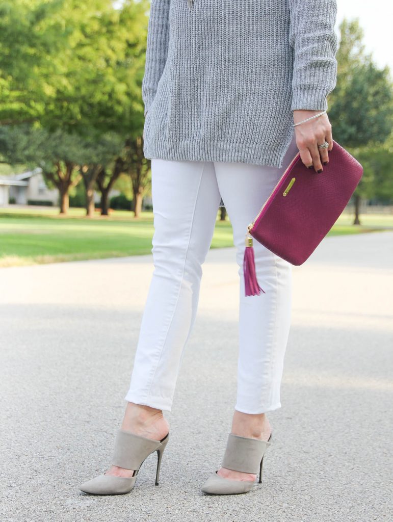 LadyinViolet shares tips on what to wear with white jeans in Fall and Winter.