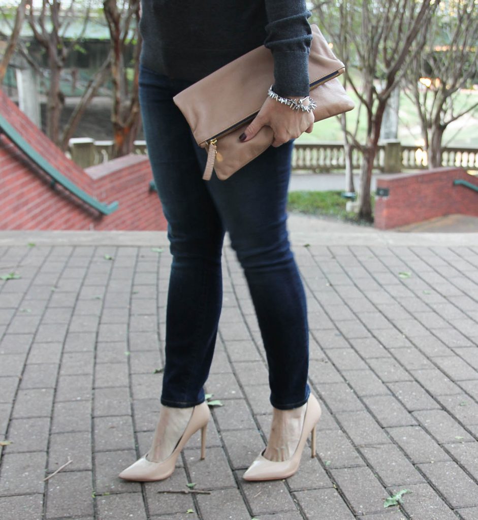 Houston Fashion Blogger styles the Steve Madden proto heels with joes jeans skinny jeans for a fall outfit.