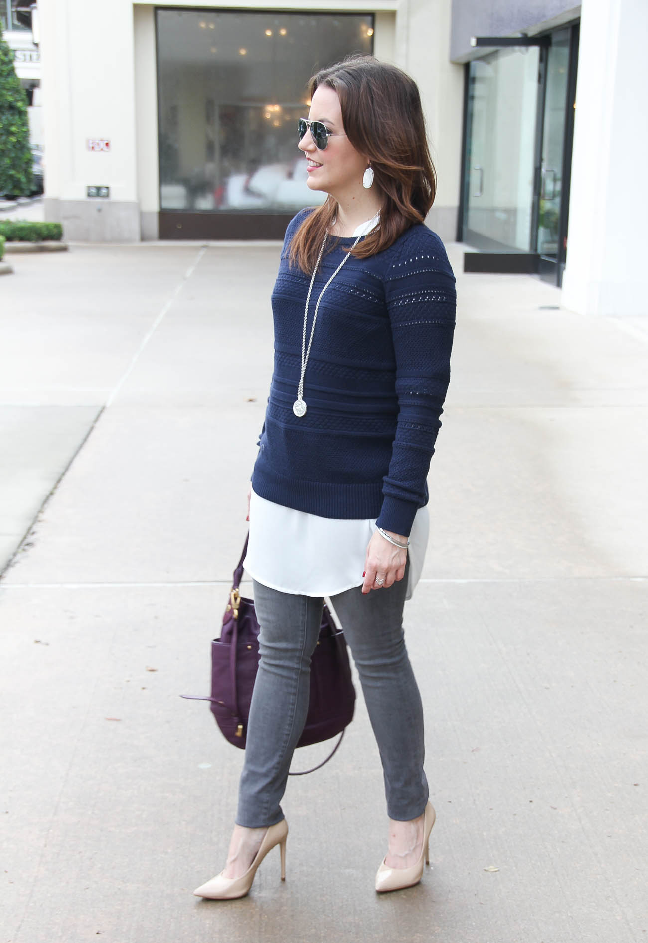 Winter Layered Outfit In Navy & Gray 