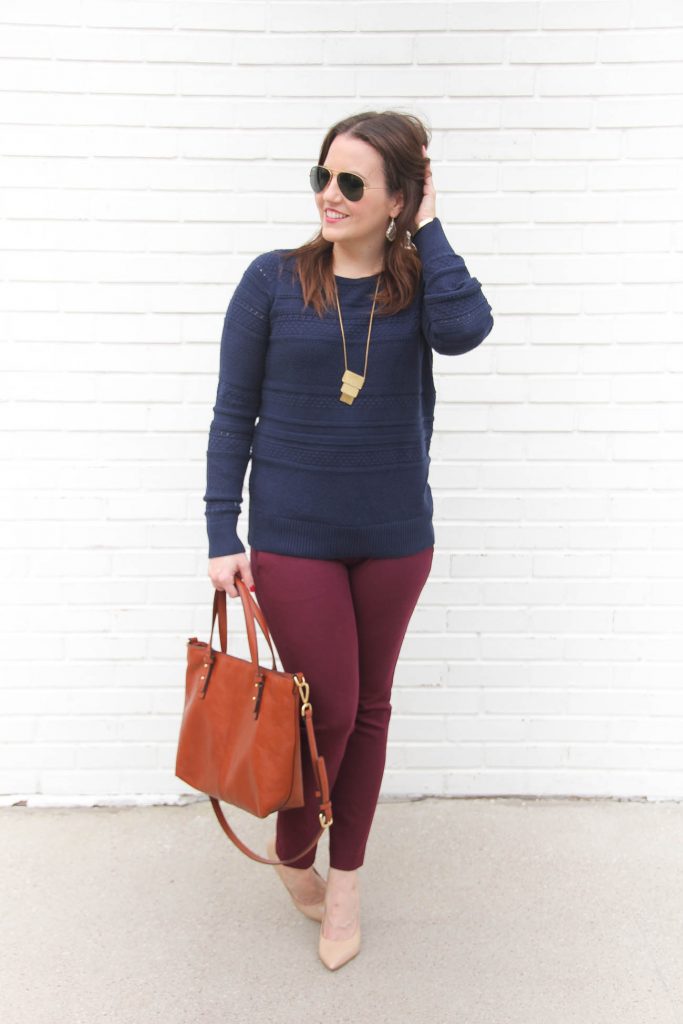 maroon pants work outfit