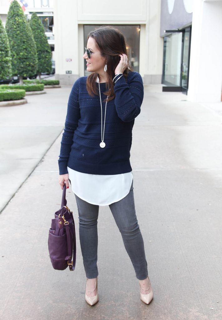 navy blue sweater outfit