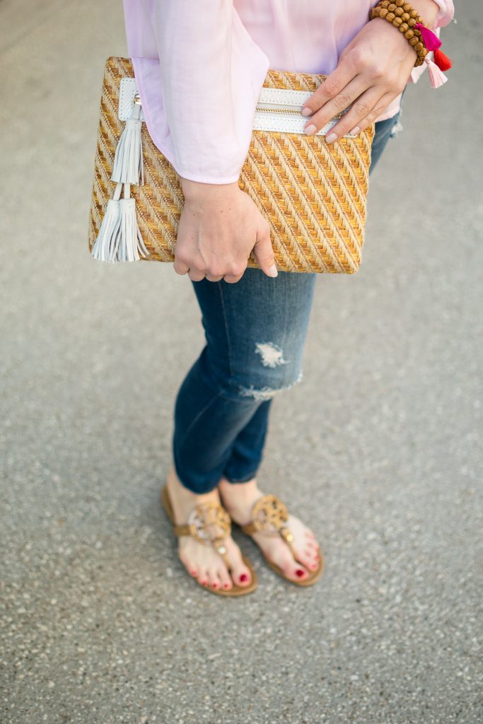 Houston fashion blogger shares her Tory Burch sandals review for the Miller sandal in sand patent.