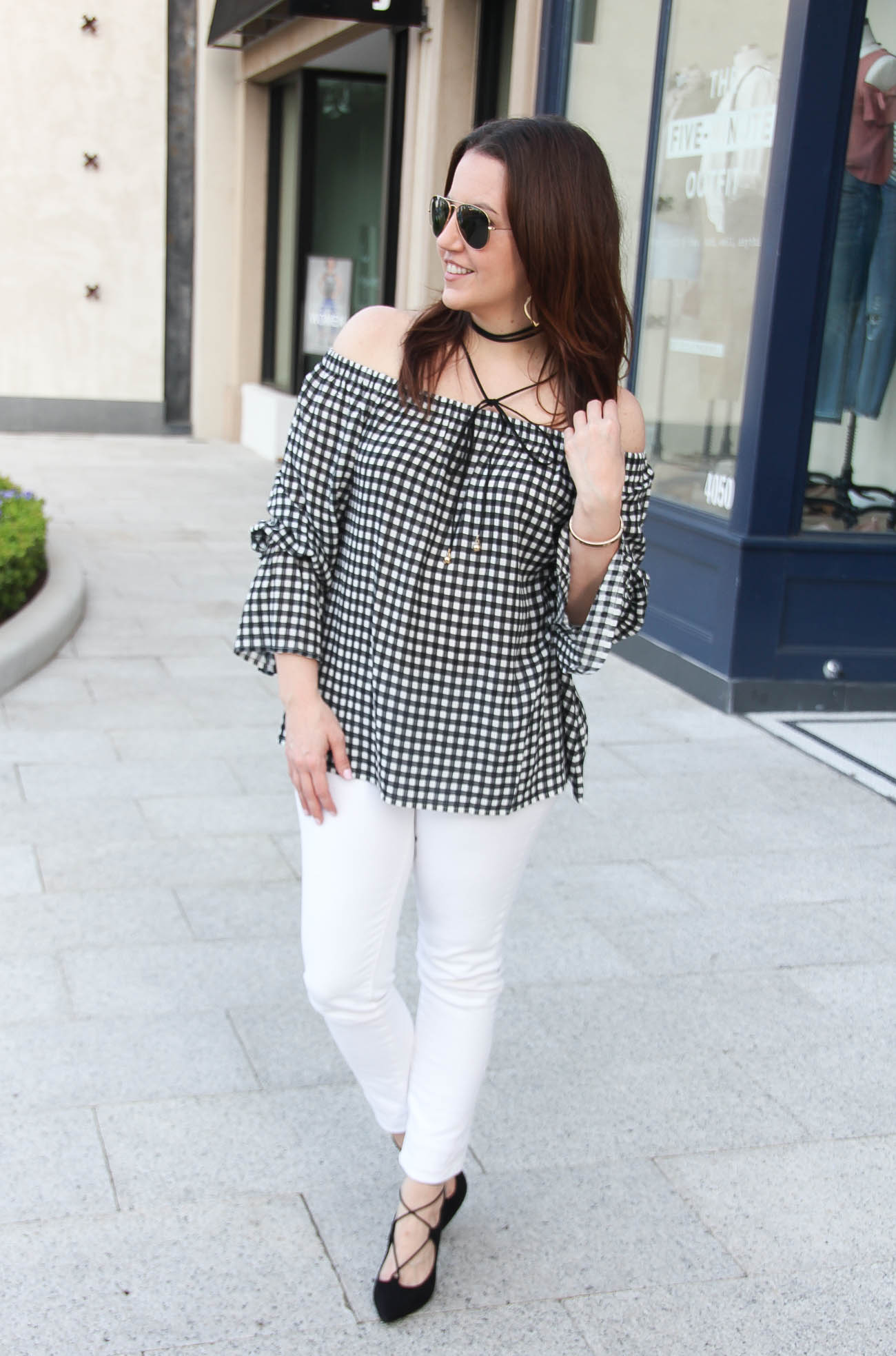 Gingham Hearts Off The Cuff Top