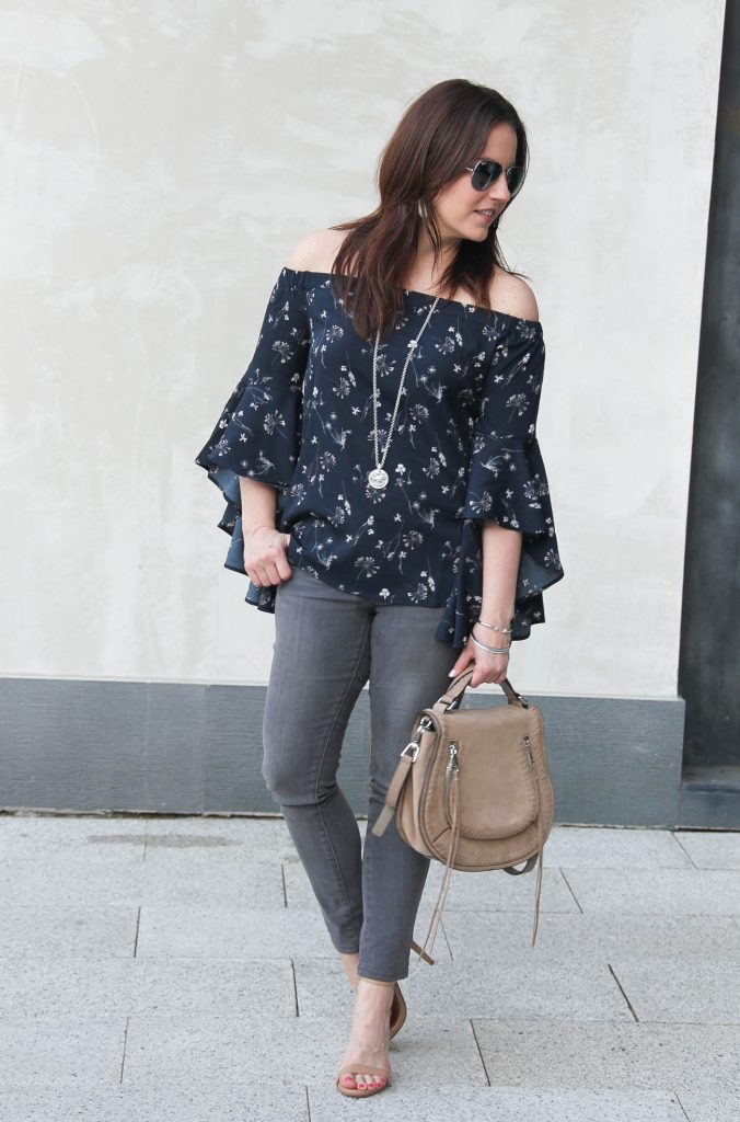 Personal style blogger shares what to wear with off the shoulder tops for Spring fashion.